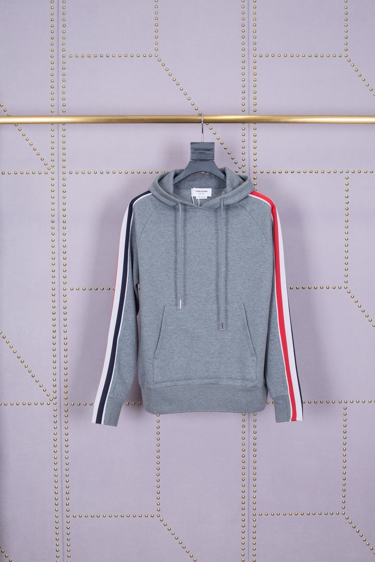 Grey Cotton Bar Stripe Pullover - Men's