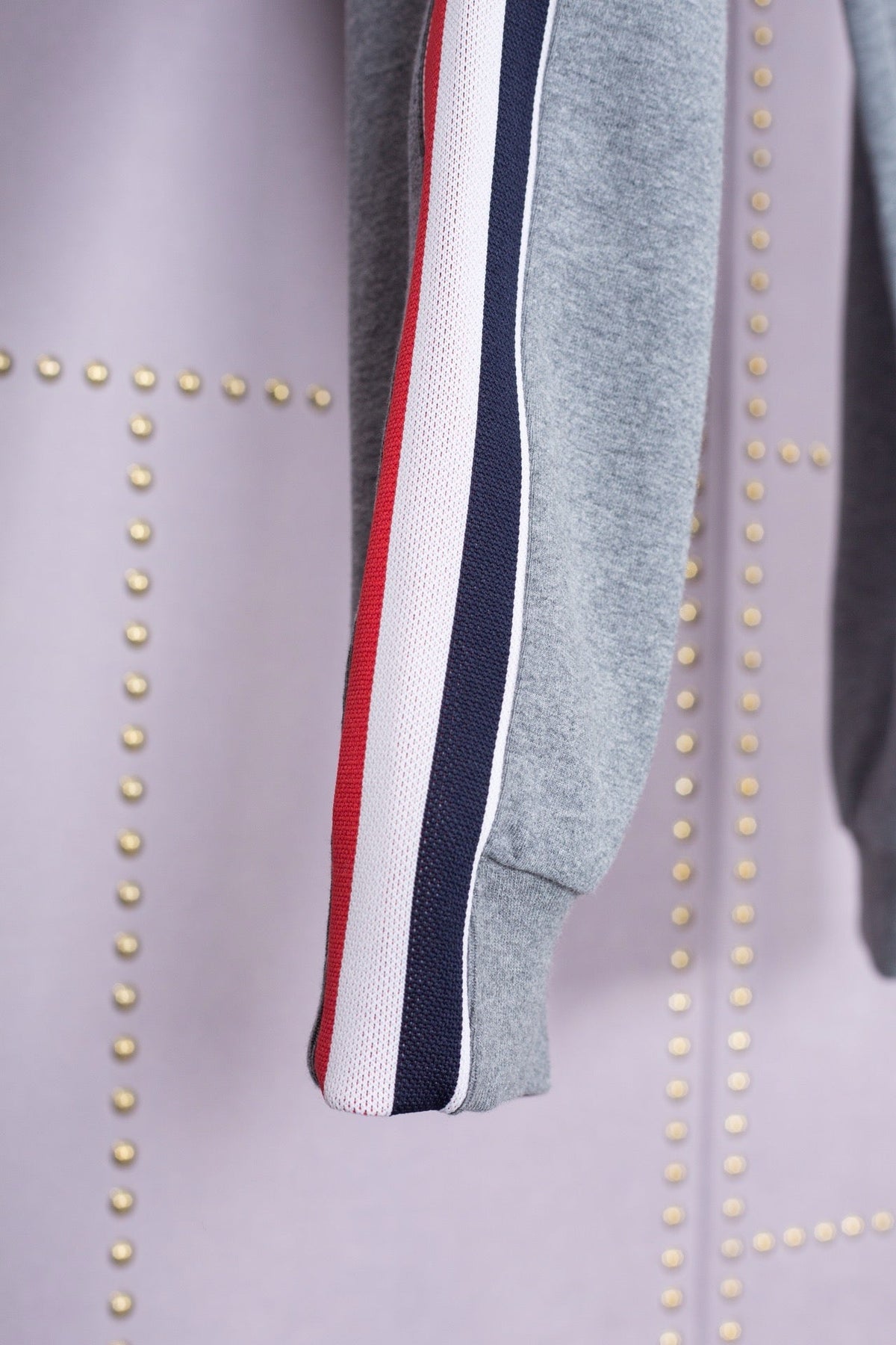 Grey Cotton Red Stripe Joggers - Men's
