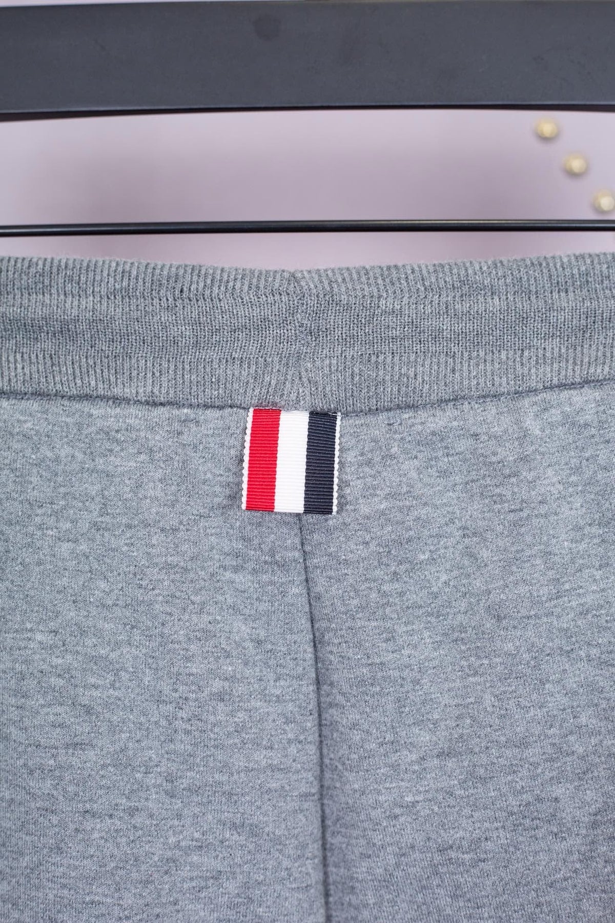 Grey Cotton Red Stripe Joggers - Men's