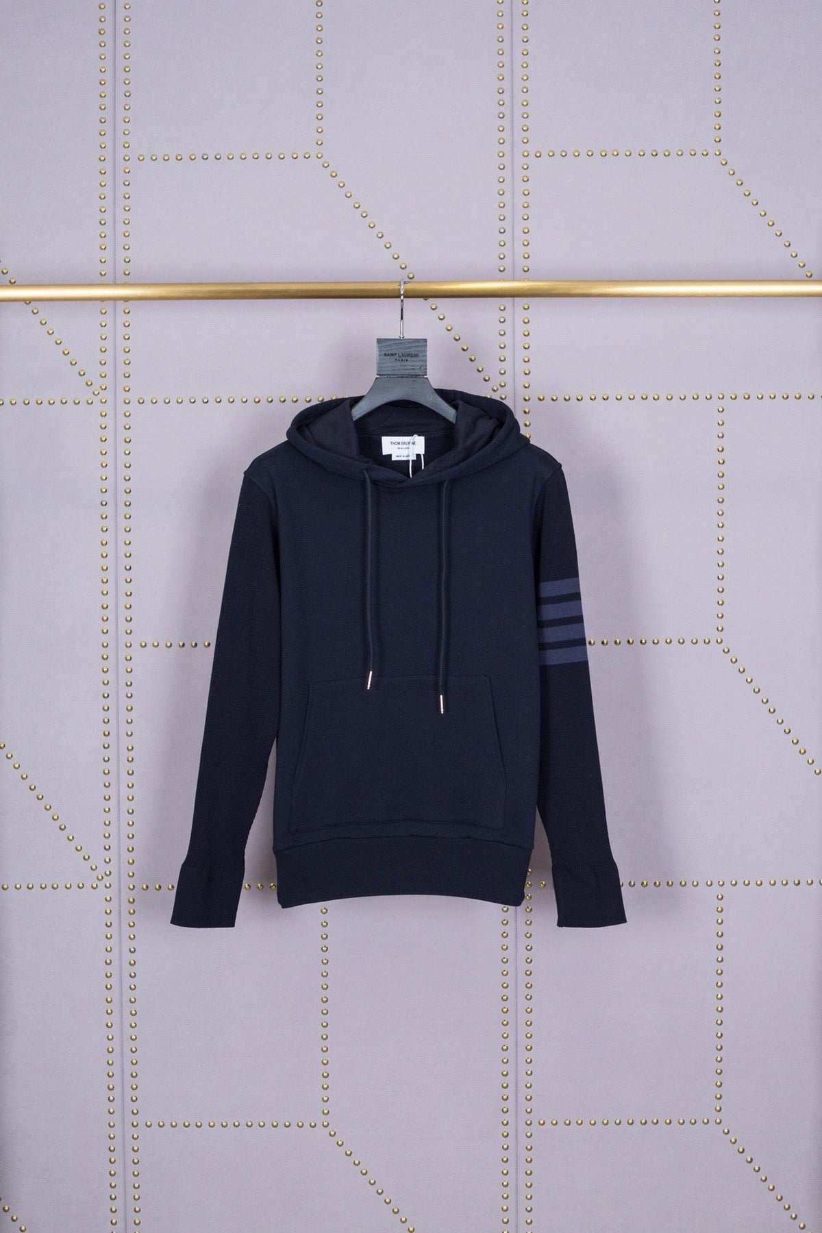 Grey Cotton Bar Stripe Pullover - Men's