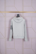 Grey Cotton Bar Stripe Pullover - Men's