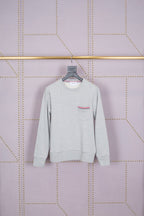 Grey Wool Chest Logo Crewneck - Men's