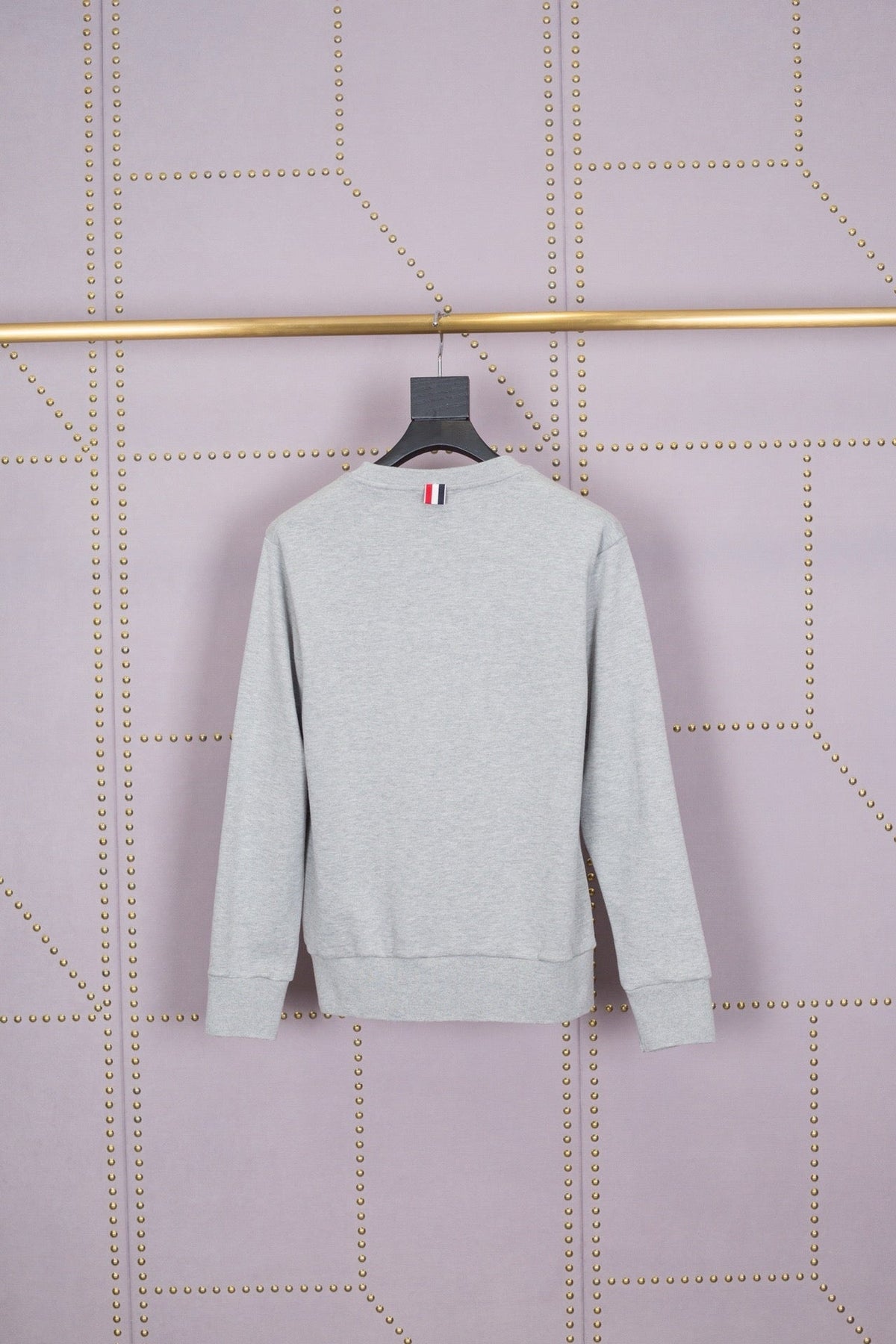 Grey Wool Chest Logo Crewneck - Men's