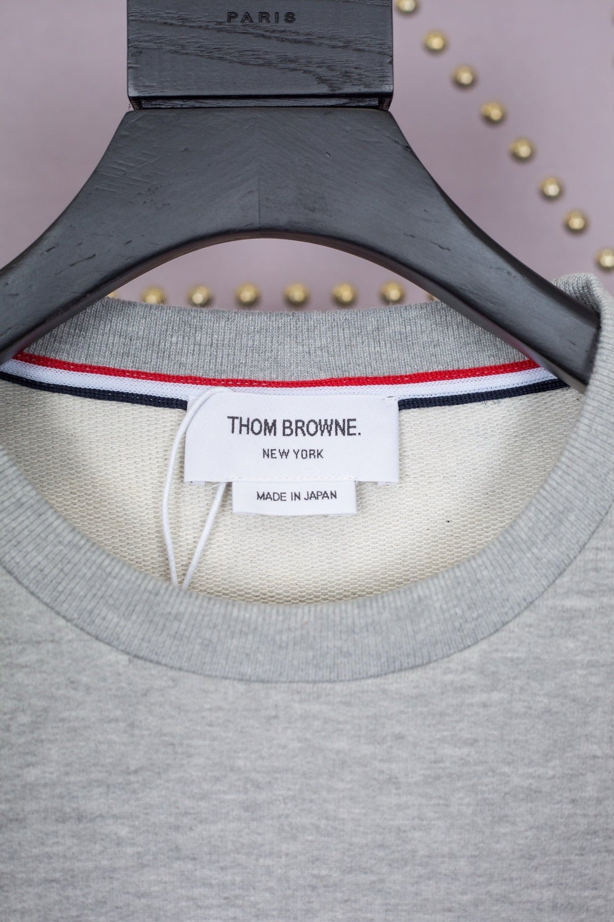 Grey Wool Chest Logo Crewneck - Men's