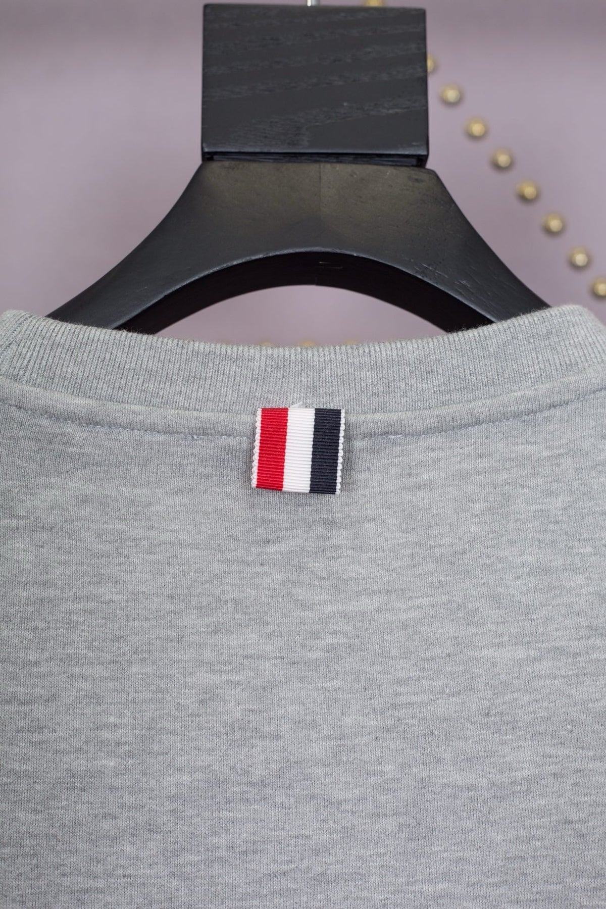 Grey Wool Chest Logo Crewneck - Men's