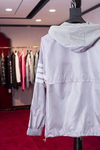Grey Cotton Striped Sleeve Zip-Through - Men's
