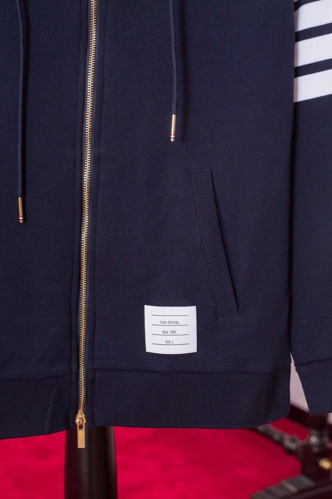 Grey Cotton Striped Sleeve Zip-Through - Men's