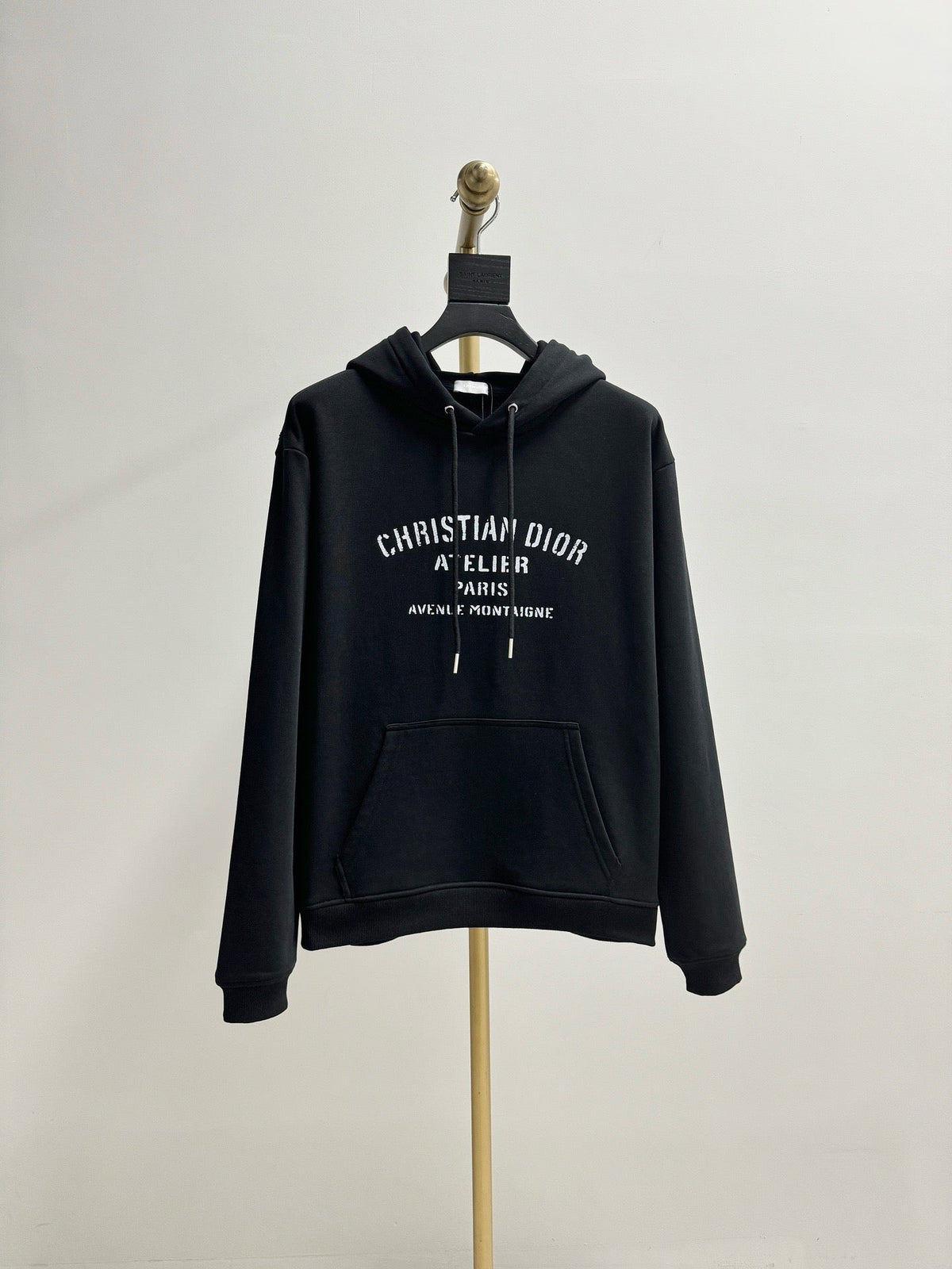 Black Cotton Chest Text Pullover - Men's