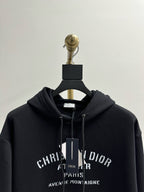 Black Cotton Chest Text Pullover - Men's