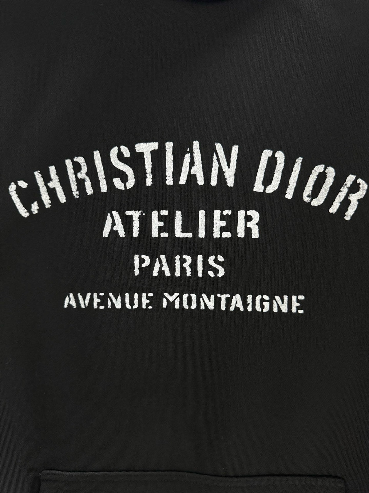Black Cotton Chest Text Pullover - Men's