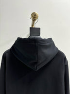 Black Cotton Chest Text Pullover - Men's