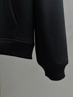 Black Cotton Chest Text Pullover - Men's