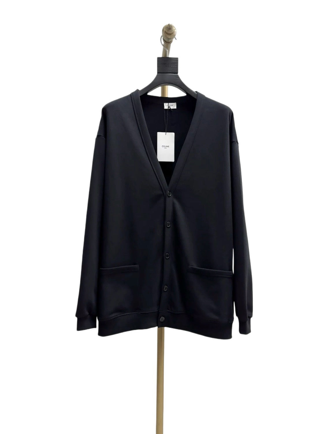Black Wool V-Neck Cardigan - Men's