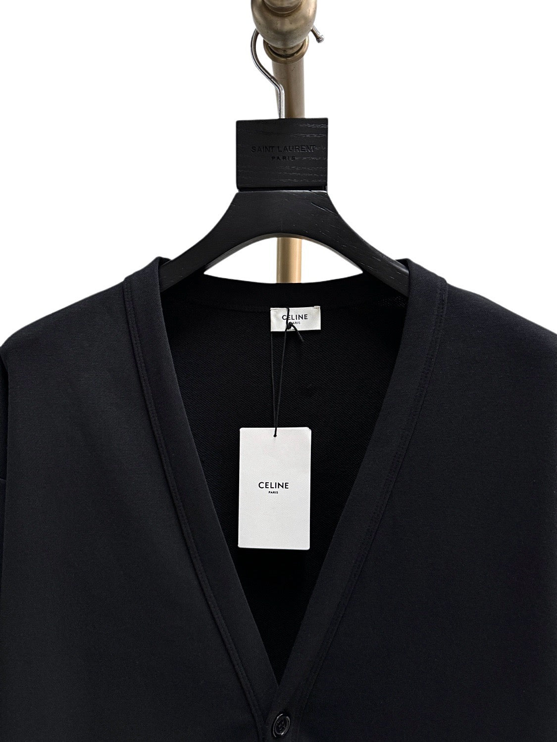 Black Wool V-Neck Cardigan - Men's