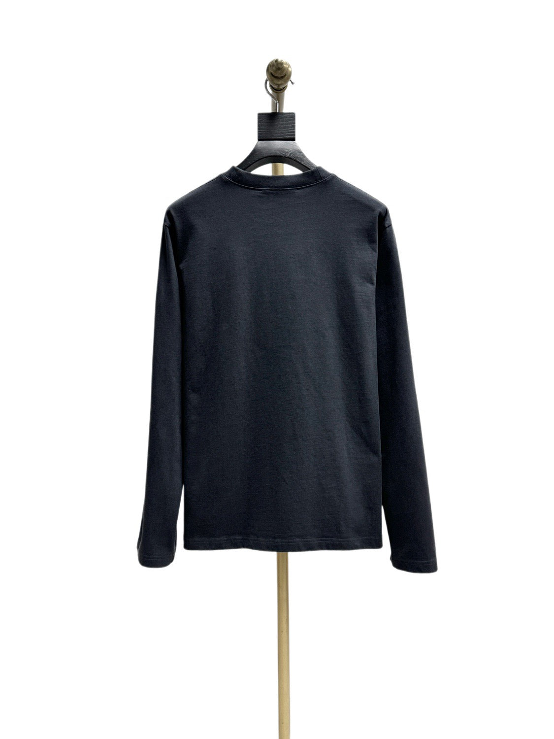 Black Cotton Plain Long-Sleeve - Men's