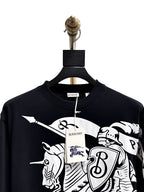Black Wool Knight Intarsia Crewneck - Men's