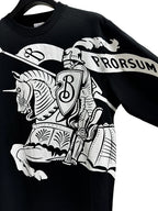 Black Wool Knight Intarsia Crewneck - Men's