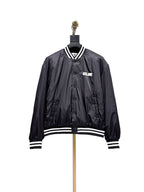 Black Satin Striped Trim Bomber - Men's