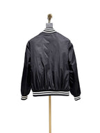 Black Satin Striped Trim Bomber - Men's
