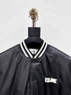 Black Satin Striped Trim Bomber - Men's