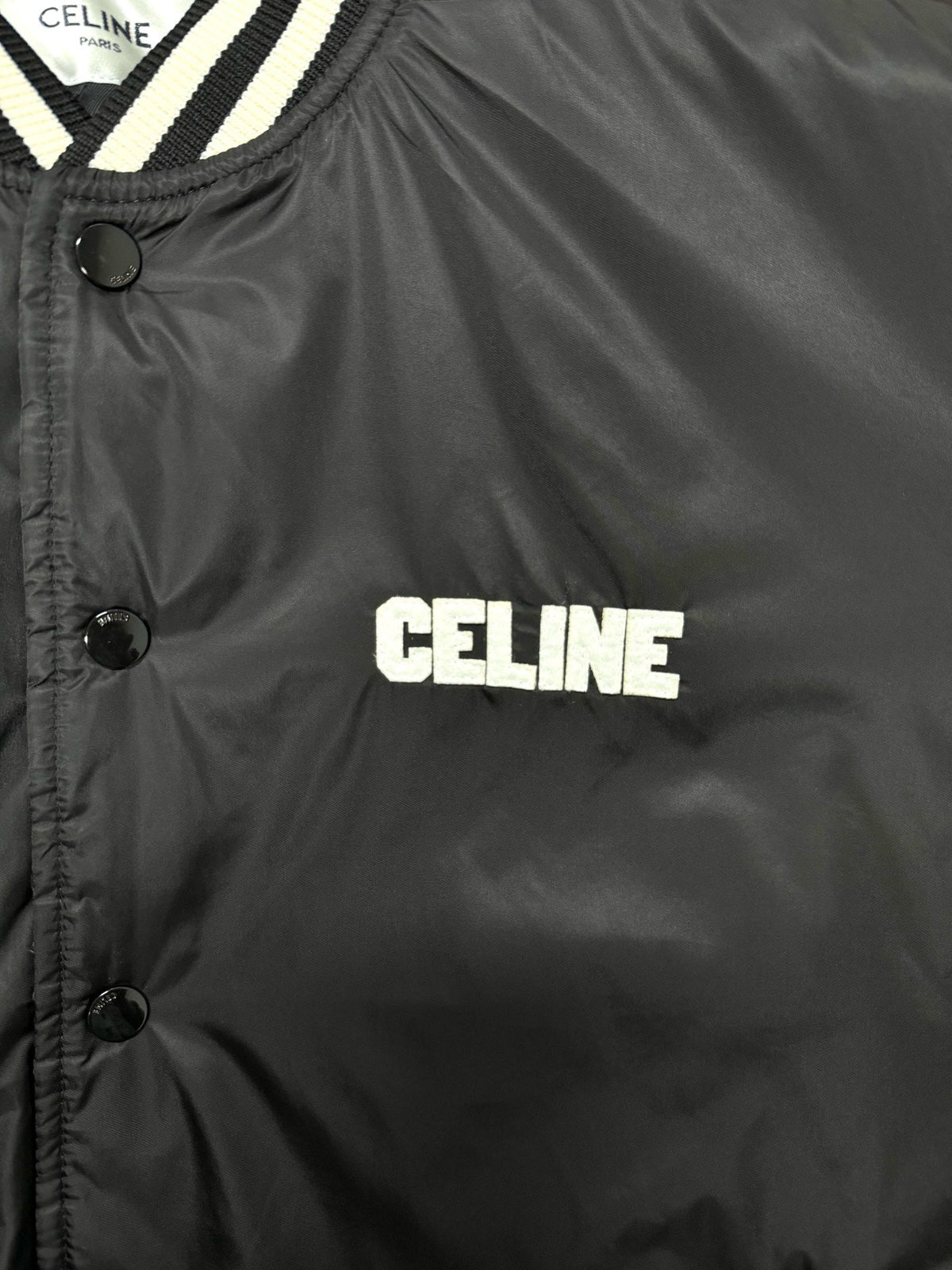 Black Satin Striped Trim Bomber - Men's