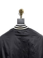 Black Satin Striped Trim Bomber - Men's
