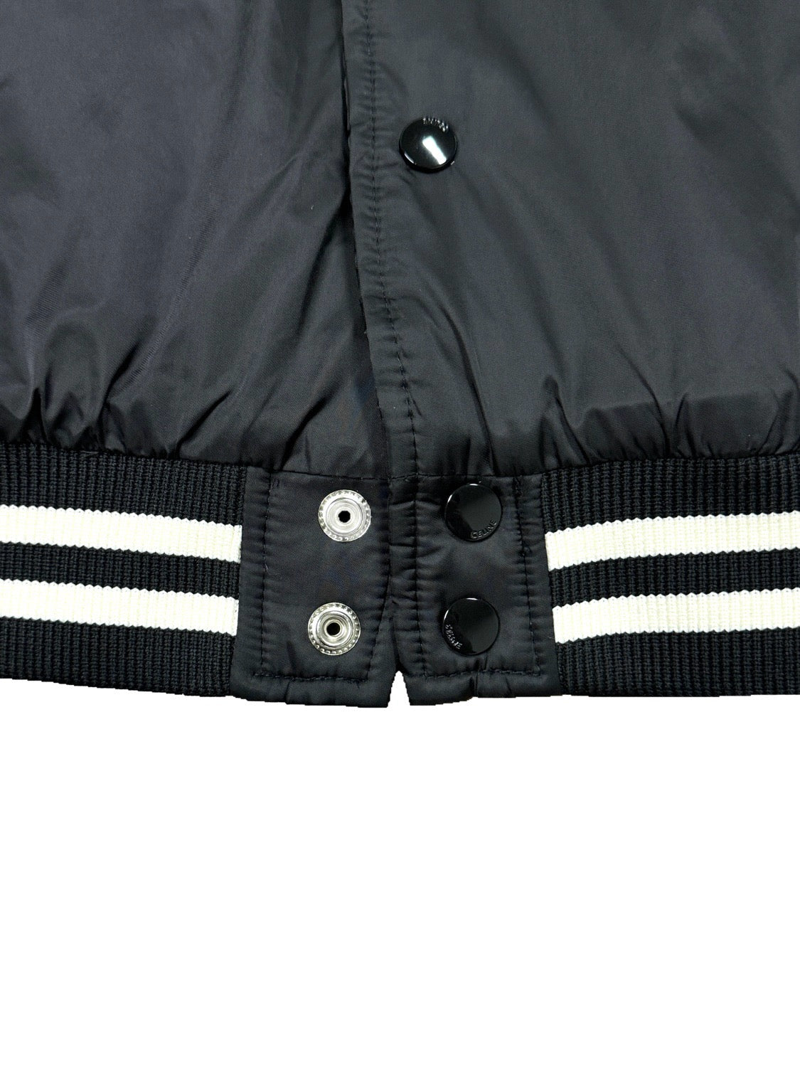 Black Satin Striped Trim Bomber - Men's