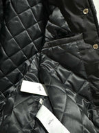 Black Satin Striped Trim Bomber - Men's