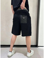 Black Jersey Striped Waist Drawstring - Men's