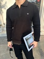 Grey Knit Plain Long-Sleeve - Men's