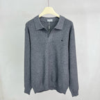 Grey Knit Plain Long-Sleeve - Men's