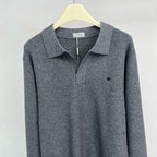 Grey Knit Plain Long-Sleeve - Men's
