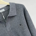 Grey Knit Plain Long-Sleeve - Men's