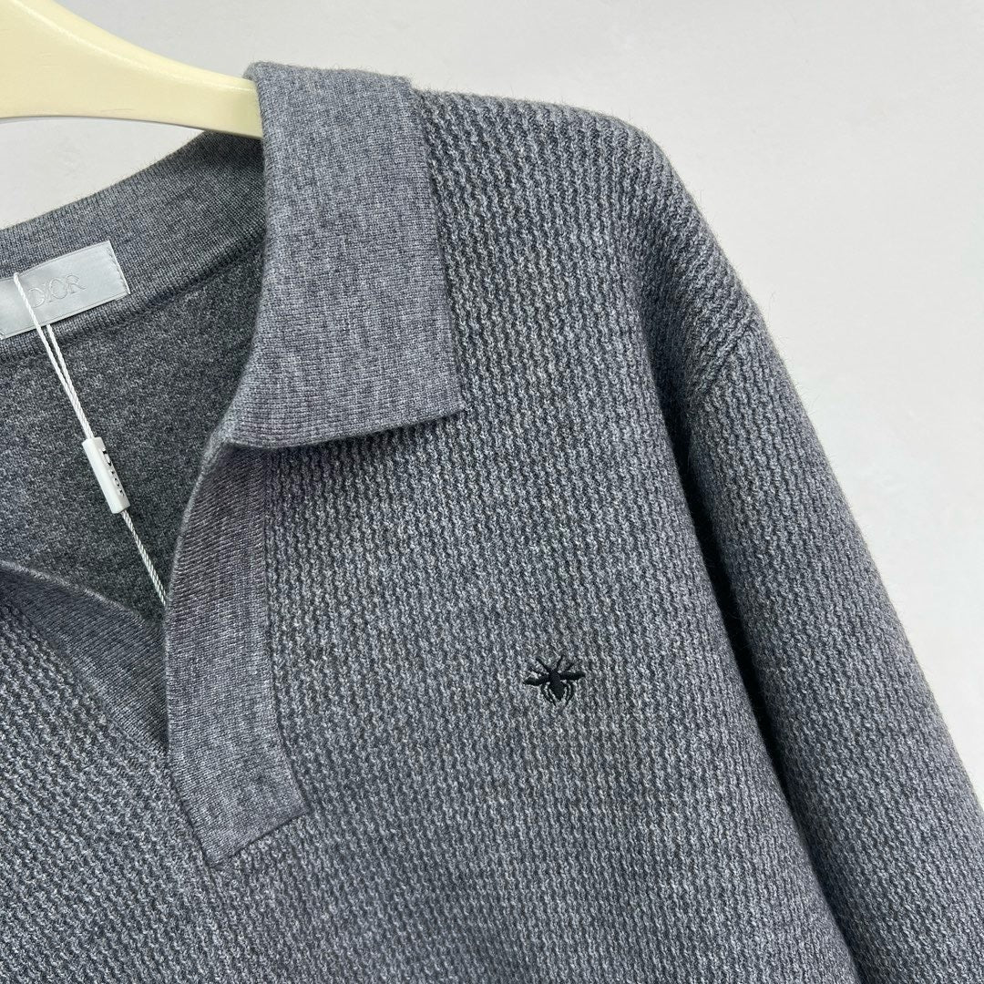 Grey Knit Plain Long-Sleeve - Men's