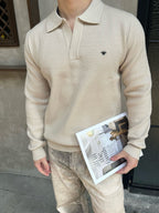 Grey Knit Plain Long-Sleeve - Men's