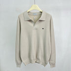Grey Knit Plain Long-Sleeve - Men's