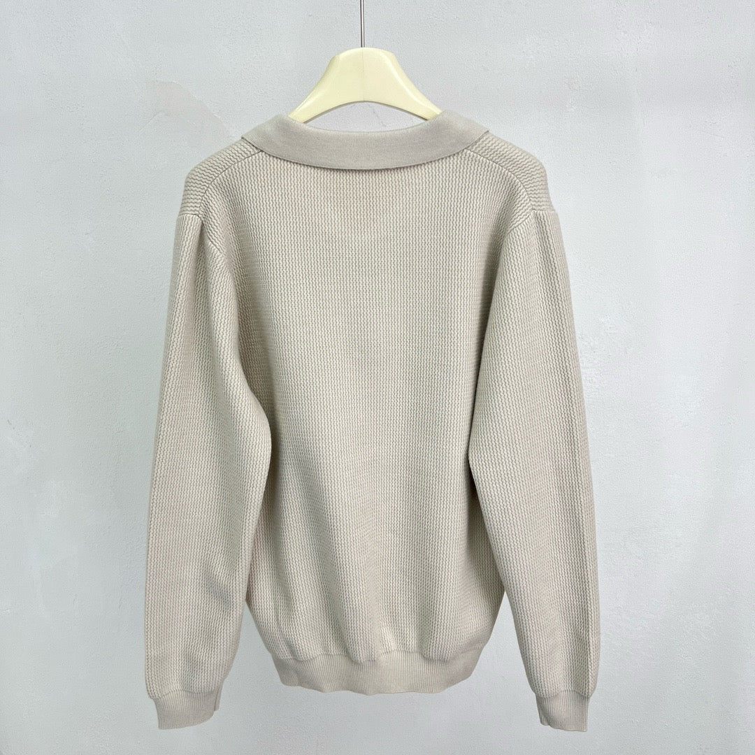 Grey Knit Plain Long-Sleeve - Men's