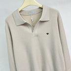 Grey Knit Plain Long-Sleeve - Men's