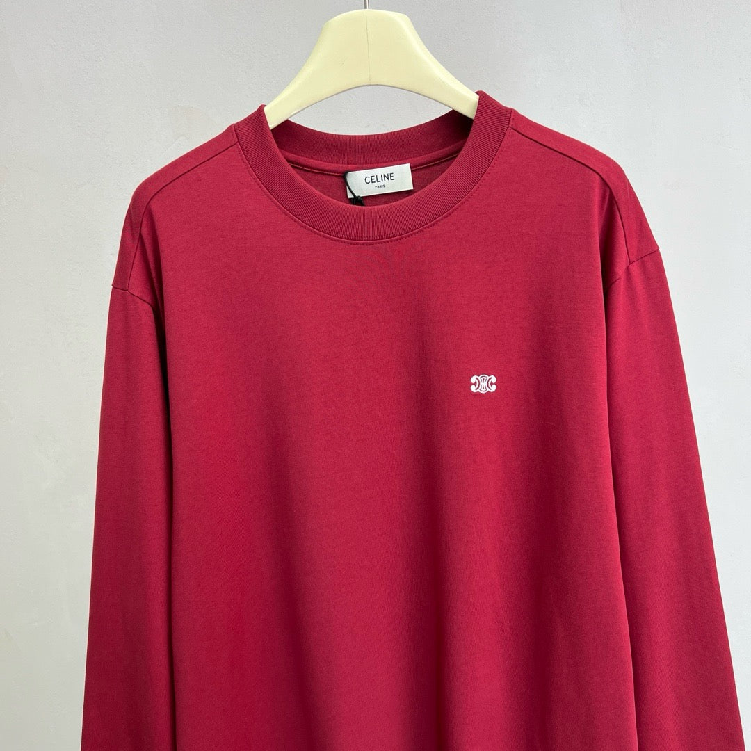 Red Cotton Chest Logo Long-Sleeve - Men's