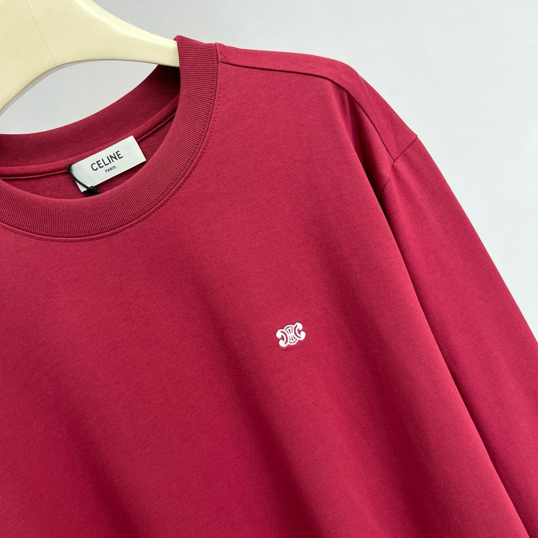 Red Cotton Chest Logo Long-Sleeve - Men's