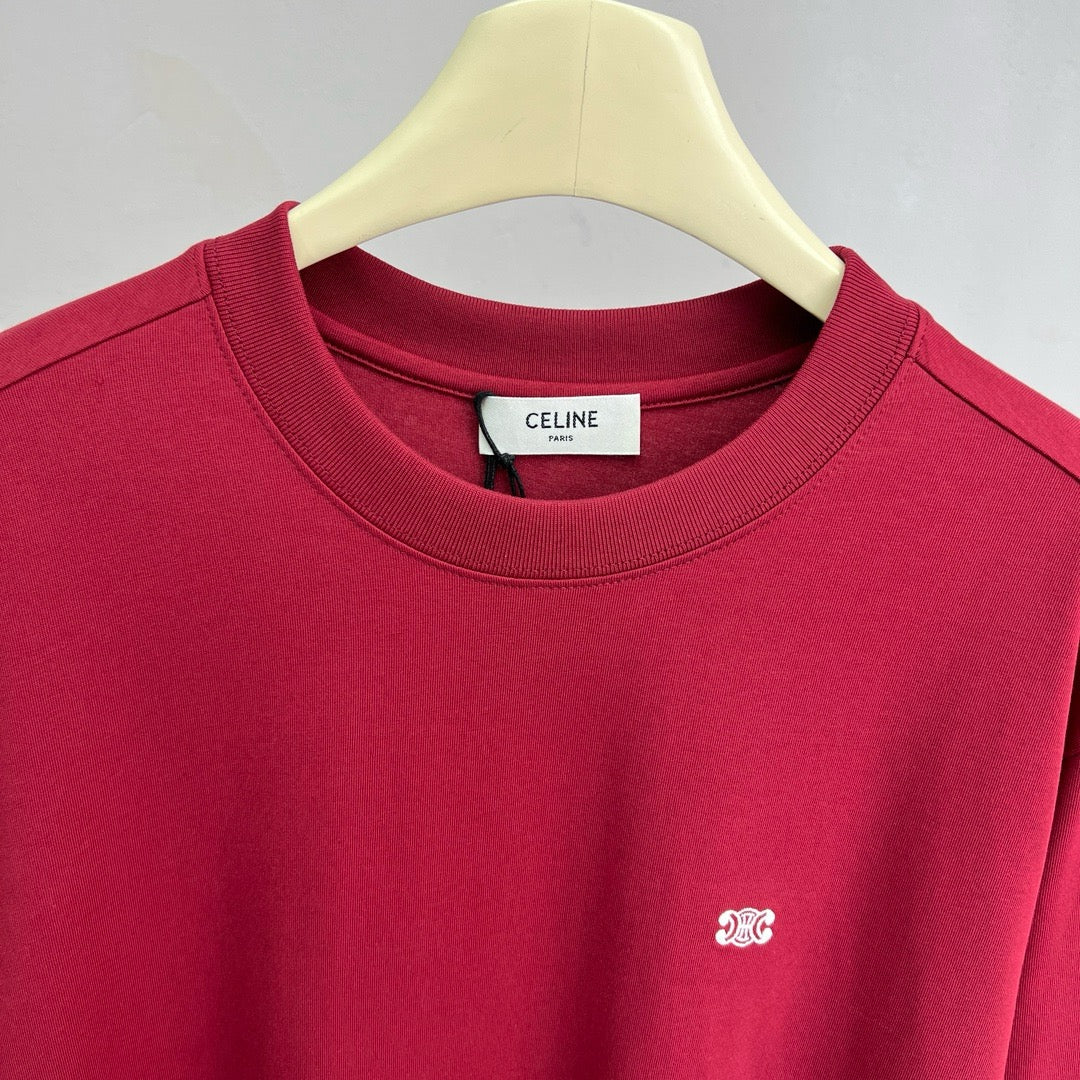 Red Cotton Chest Logo Long-Sleeve - Men's