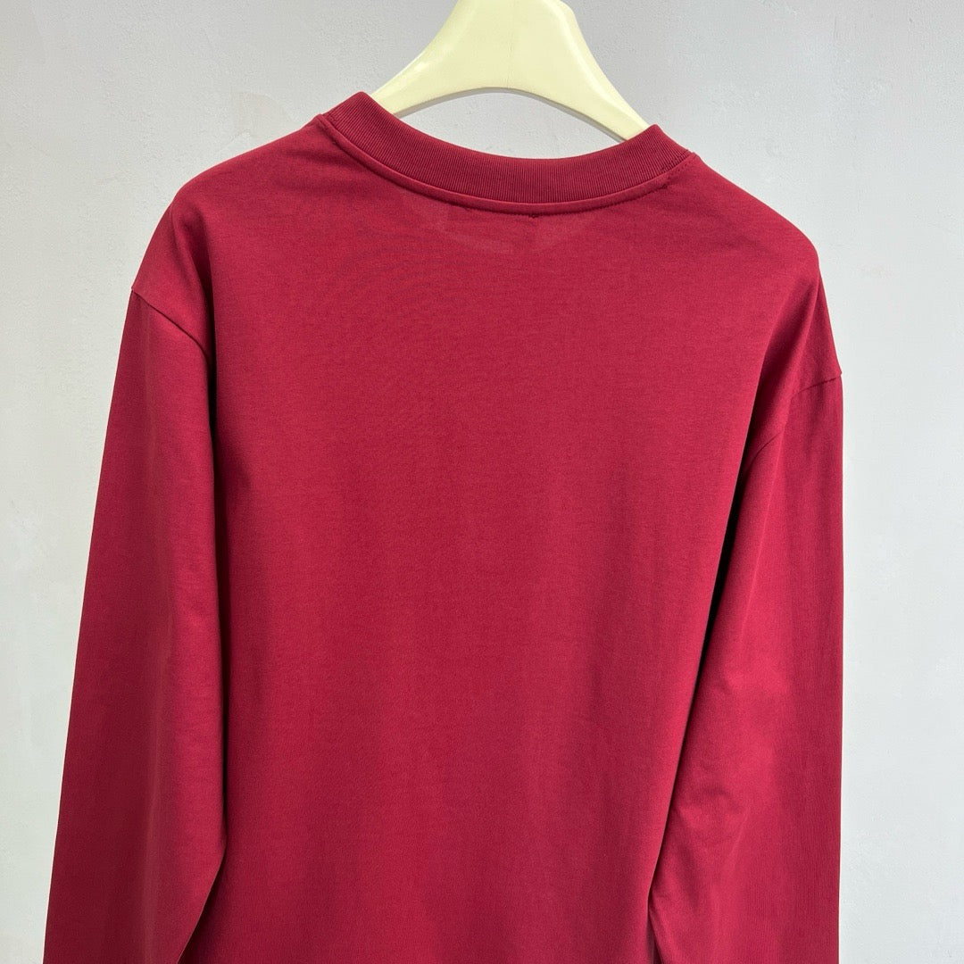 Red Cotton Chest Logo Long-Sleeve - Men's
