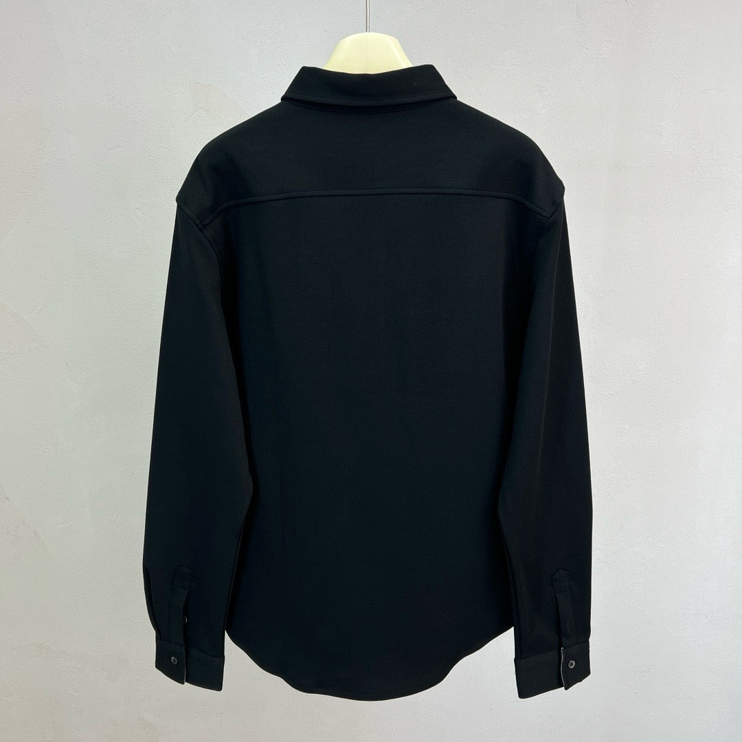 Black Cotton Flap Pocket Overshirt - Men's