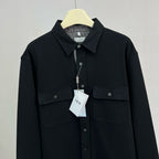 Black Cotton Flap Pocket Overshirt - Men's