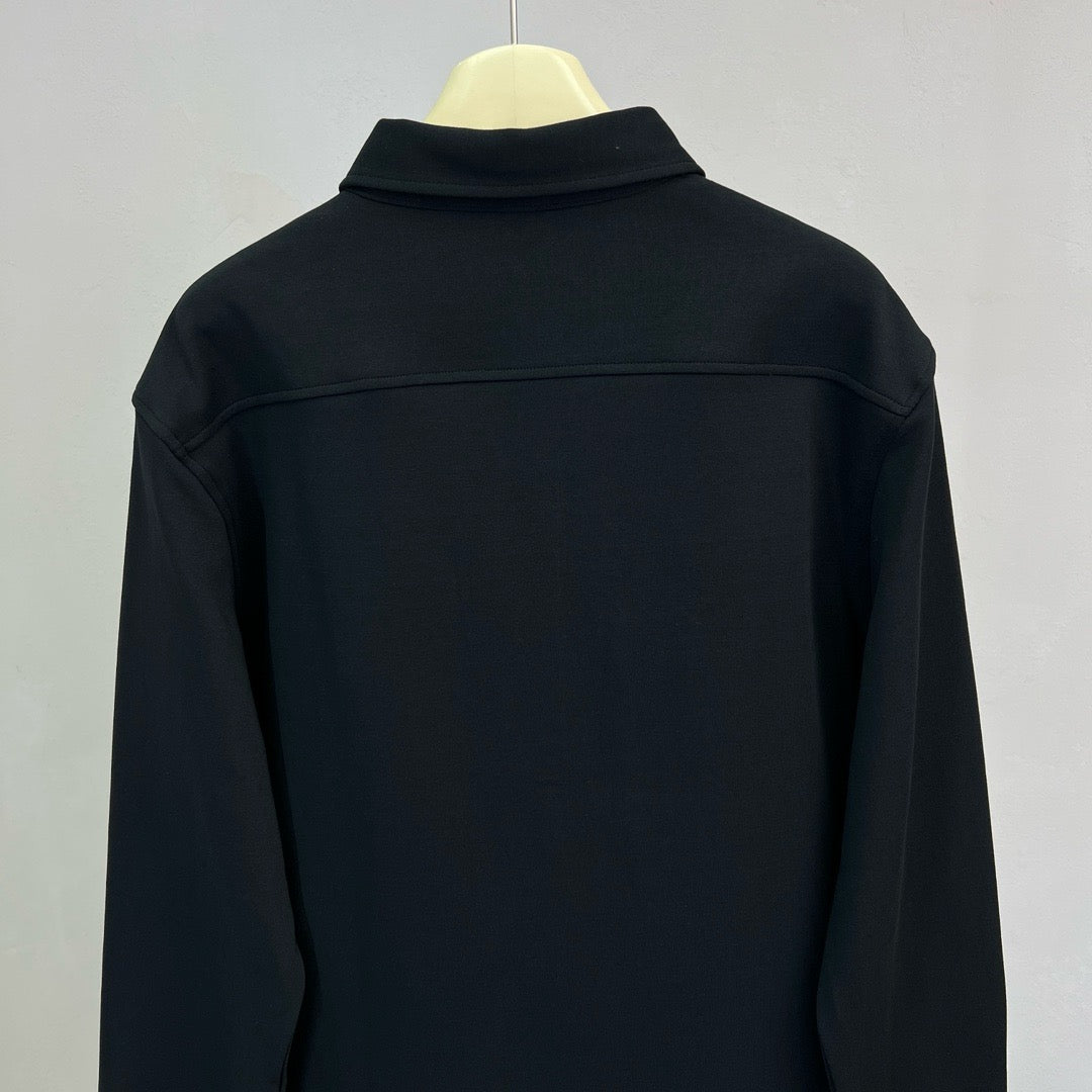 Black Cotton Flap Pocket Overshirt - Men's