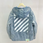 Blue Denim Washed Hooded - Men's