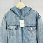 Blue Denim Washed Hooded - Men's