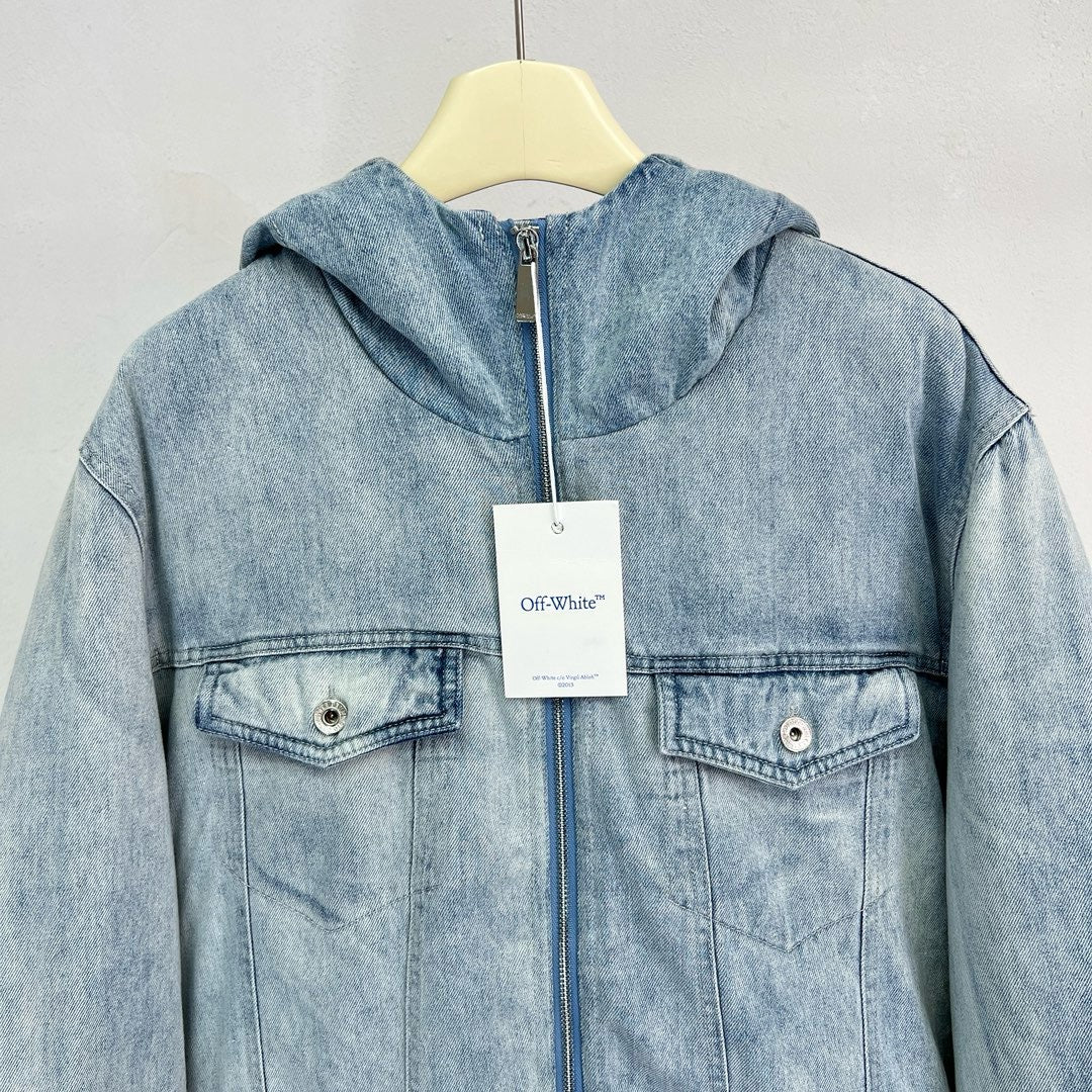 Blue Denim Washed Hooded - Men's