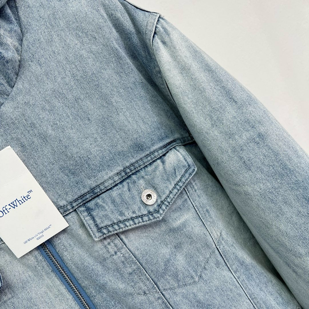 Blue Denim Washed Hooded - Men's
