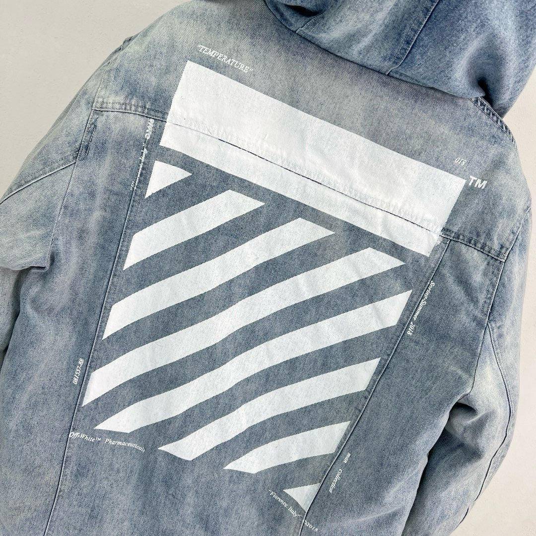 Blue Denim Washed Hooded - Men's